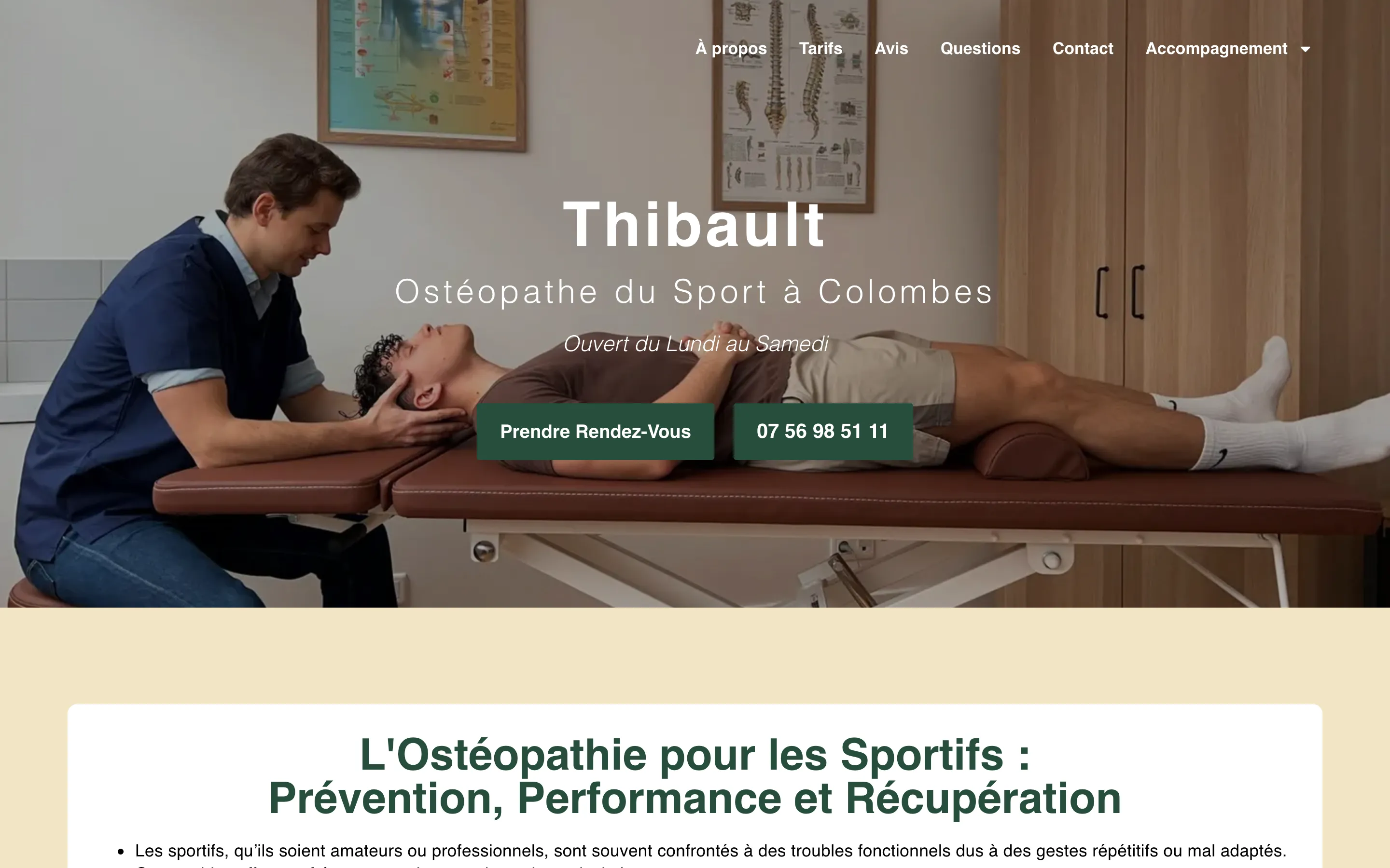 Avant : la page sportifs, avec la même photo et le même nom que l’accueil